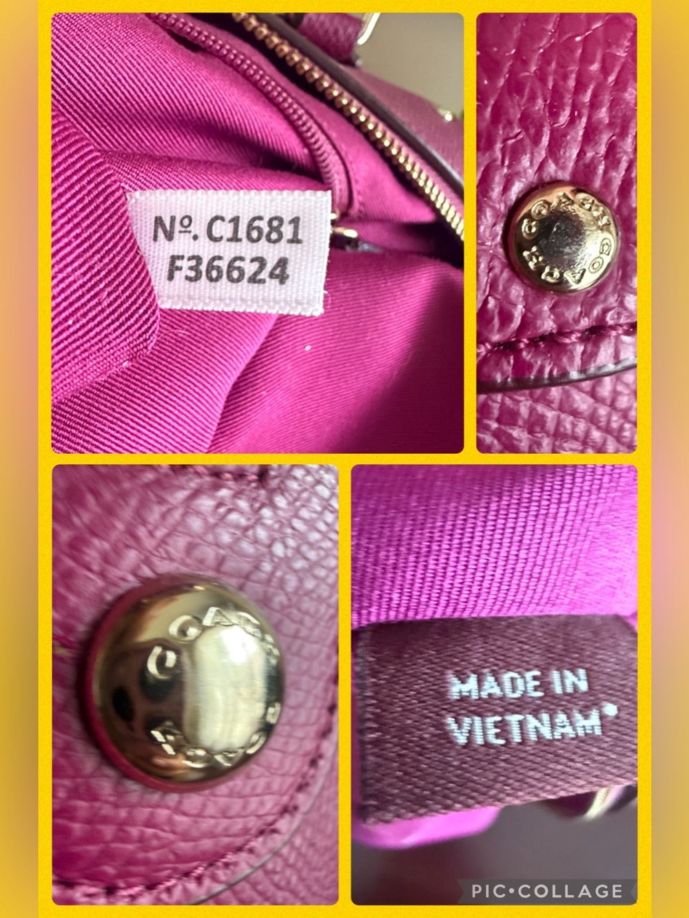 COACH F36624 🩷MAGENTA🩷 CROSSGRAIN LEATHER MINI BENNETT SATCHEL BAG - Picture 13 of 17